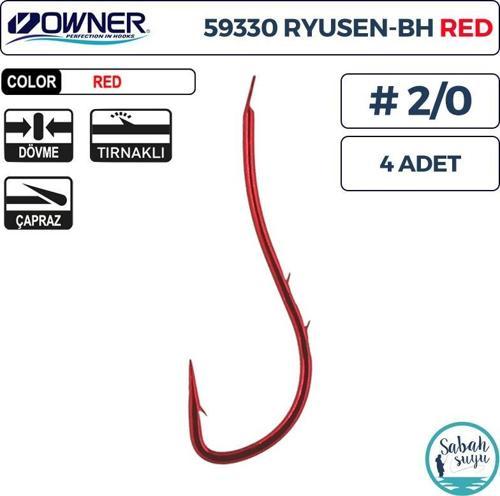 59330 Ryusen BH Worm Tırnaklı İğne #2/0 (4 Adet) Kırmızı
