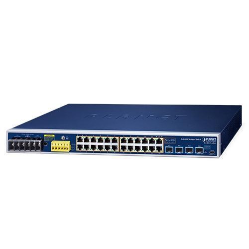Industrial L2+ 24-Port 10/100/1000T 802.3at PoE + 4-Port 10G SFP+ Managed Ethernet Switch