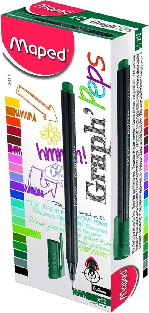 749119 Fineliner Keçe Uç Kalem 12 Li Koyu Yeşil (1 Paket 12 Adet)