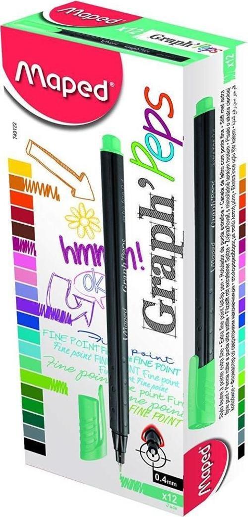 749122 Fineliner Keçe Uç Kalem 12 Li Zümrüt Yeşili (1 Paket 12 Adet)