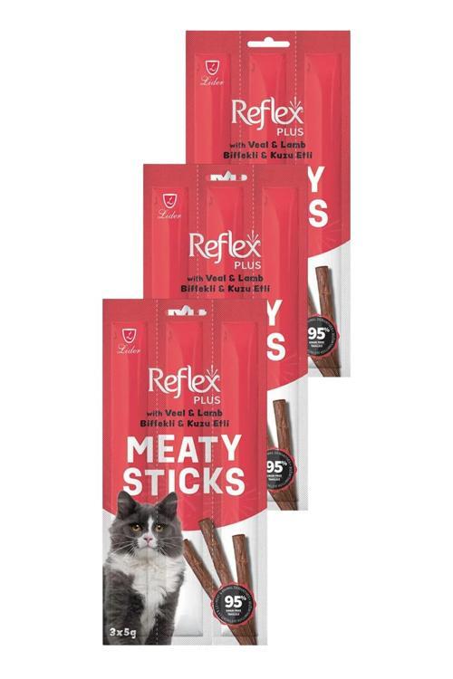 Meaty Sticks Biftekli ve Kuzu Etli Kedi Ödül Çubuğu 3x5gr Üçlü Paket