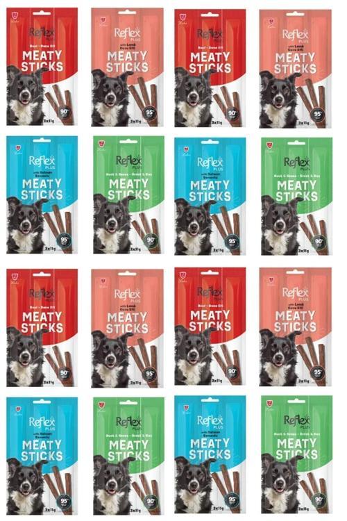Meaty Sticks 4 Çeşit Karma Köpek Ödül Maması Seti 3x11gr 16'lı Paket