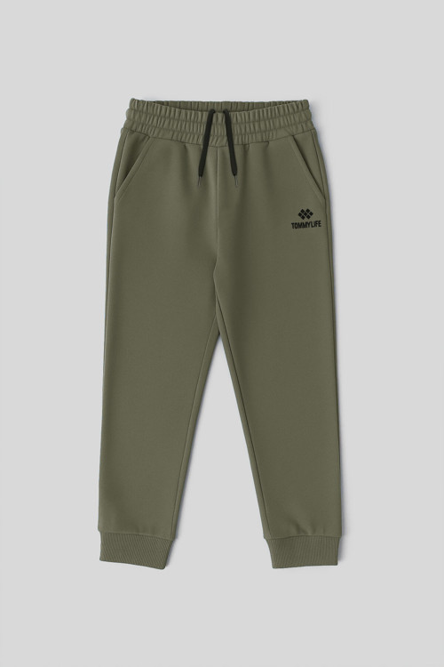 Haki Standart Fit Manşetli İnce Erkek Çocuk Eşofman Alt - 11205