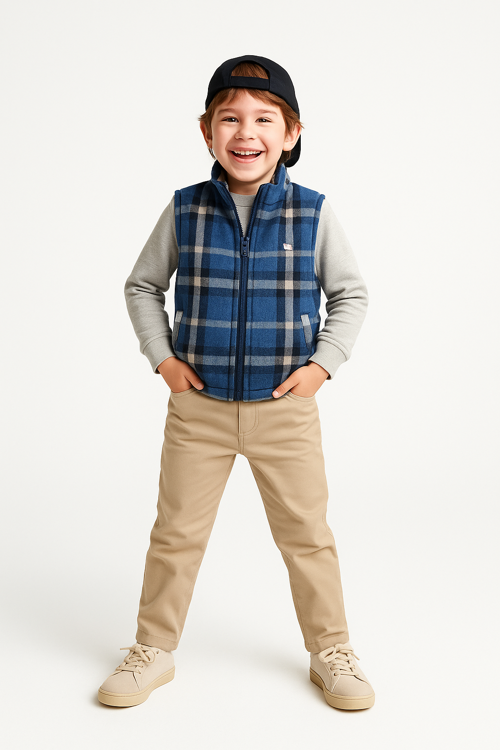 3'lü Takım Yelek & Pantolon & Sweat Erkek Çocuk Takım Mavi