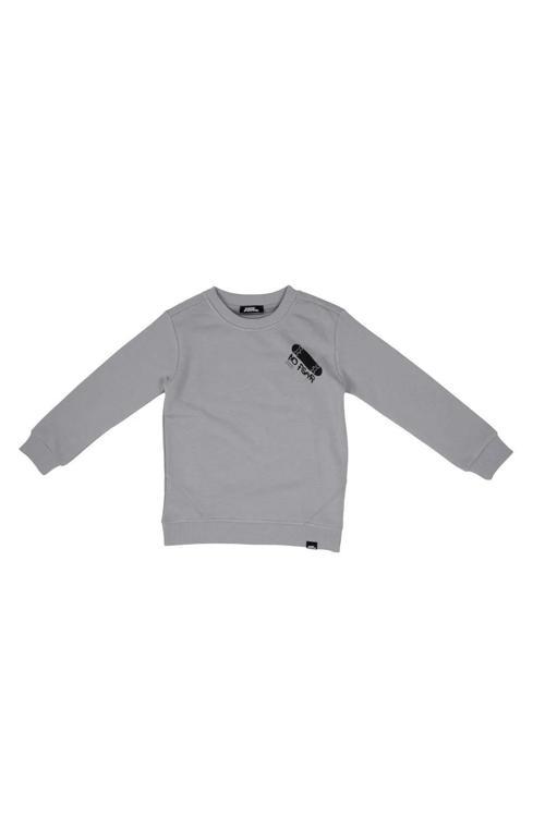 Çocuk Sweatshirt Sırtı Kaykay Slogan Baskılı Gri