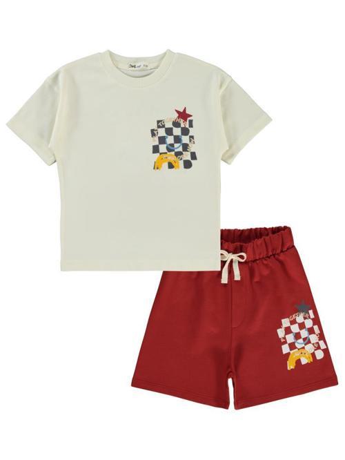 Dama Baskılı 2-5 Yaş Takım - Ekru3-4 Yaş