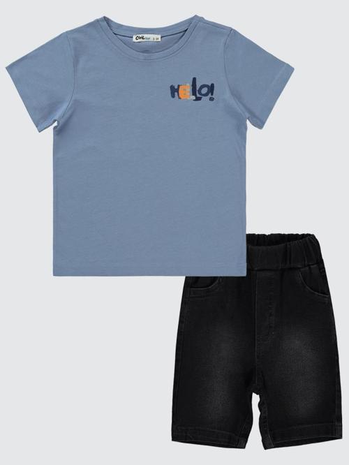 Hello Baskılı 2-5 Yaş Takım - Mavi2-3 Yaş