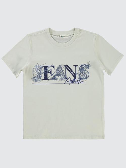 Jeans Baskılı 10-13 Yaş Tişört - Gri11-12 Yaş