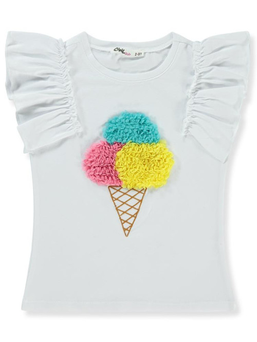 Dondurma Lase Nakışlı 2-5 Yaş Tişört - Beyaz2-3 Yaş