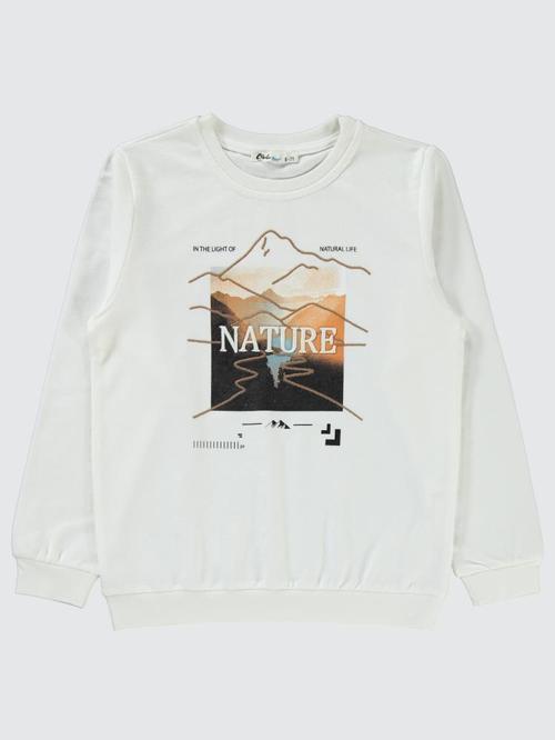 Nature baskılı 6-9 Yaş Sweatshirt - Ekru7-8 Yaş