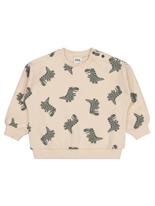 Benekli Dino Empirme 6-18 Ay Sweatshirt - Bej9-12 Ay