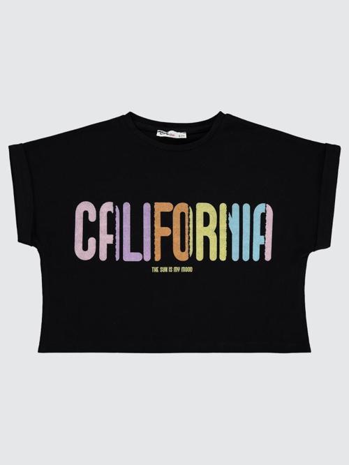 California Baskılı 10-13 Yaş Tişört - Siyah11-12 Yaş