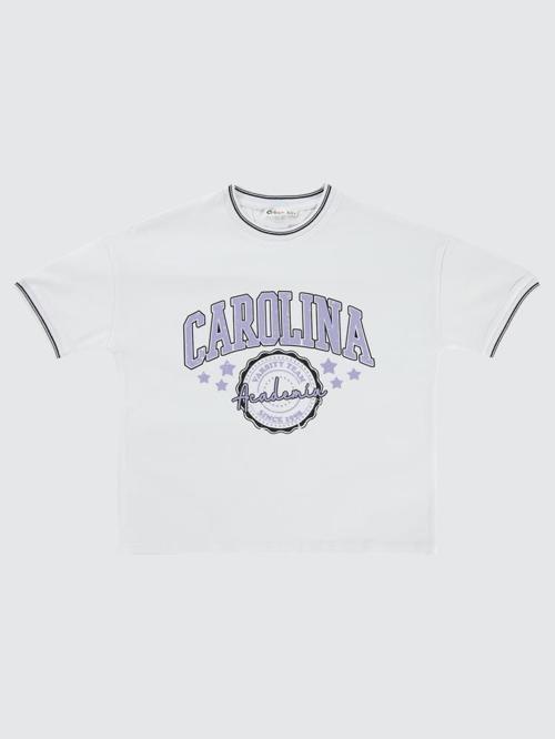 Carolina Baskılı Kolej 10-13 Yaş Tişört - Beyaz10-11 Yaş