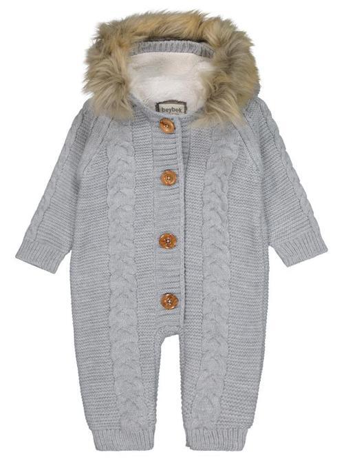 Kapşonlu 3-12 Ay Tulum - Gri9-12 Ay