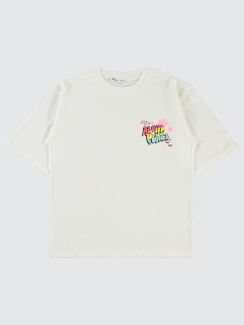 Aloha Place 10-13 Yaş Tişört - Ekru11-12 Yaş