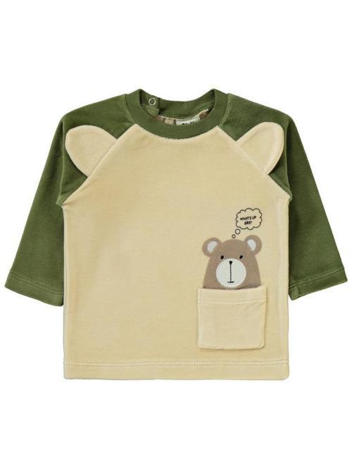 Kulaklı Ayıcık Baskılı 1-6 Ay Pijama Takımı - Haki3-6 Ay