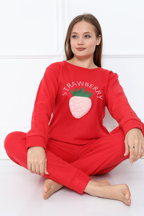 Kışlık Strawberry Interlok Kadın Pijama Takım
