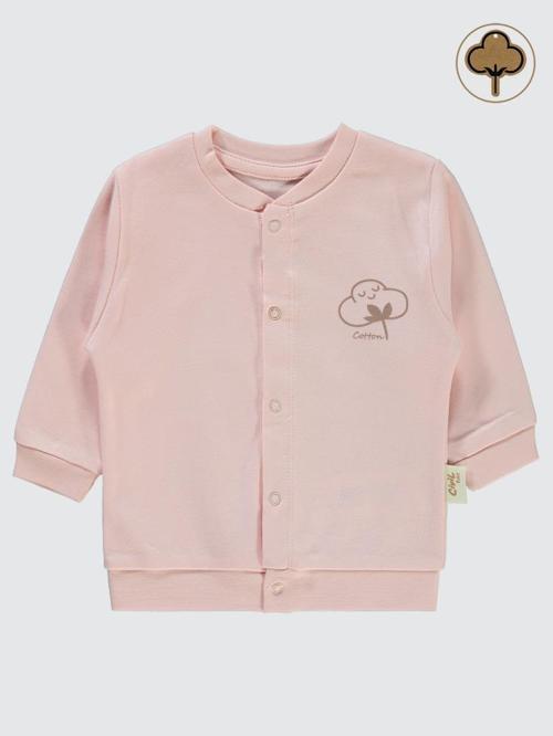 Organik Pamuklu 1-12 Ay Bebe Hırka - Pembe9-12 Ay
