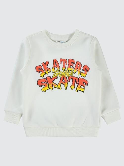 Skaters Gonna Baskılı 2-5 Yaş Sweatshirt - Turuncu4-5 Yaş