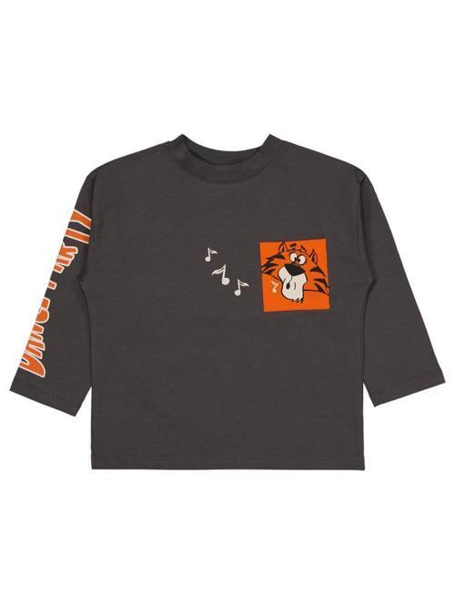 J284 Civil Boys Dance Party Baskılı 2-5 Yaş Sweatshirt - Gri5-6 Yaş