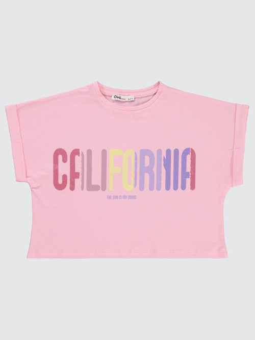 California Baskılı 10-13 Yaş Tişört - Pembe11-12 Yaş