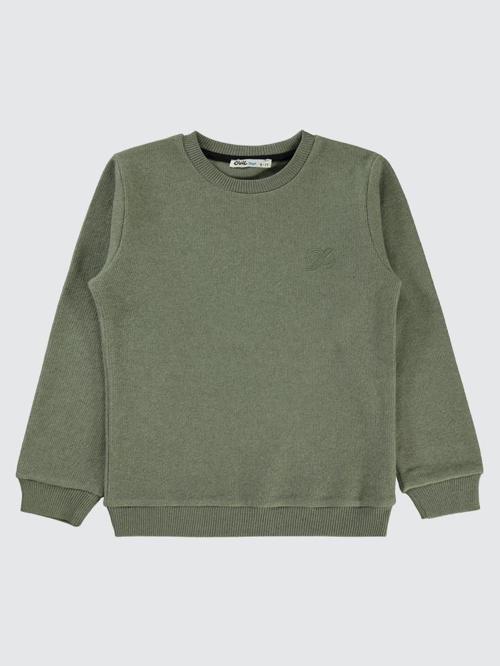 96 Nakışlı 10-13 Yaş Sweatshirt - Haki10-11 Yaş
