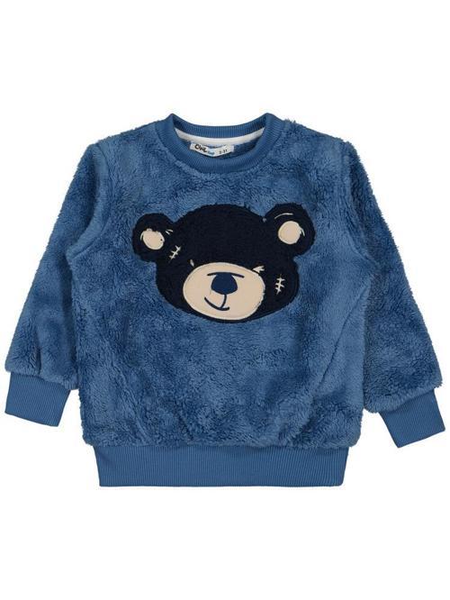 4164 Civil Boys Ayı Nakışlı 2-5 Yaş Sweatshirt - Mavi2-3 Yaş