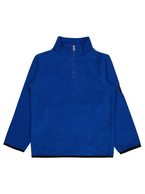 Fermuarlı Armalı Polar 6-9 Yaş Sweatshirt - Mavi8-9 Yaş