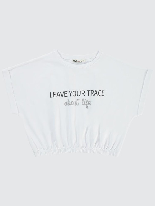 Leave Your Trace Baskılı 10-13 Yaş Tişört - Beyaz12-13 Yaş