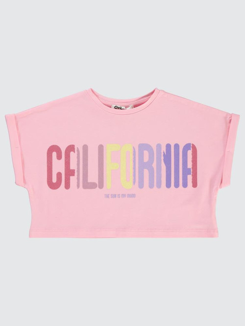 California Baskılı 2-5 Yaş Tişört - Pembe3-4 Yaş