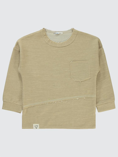 Düz Cepli 6-9 Yaş Sweatshirt - Ekru9-10 Yaş