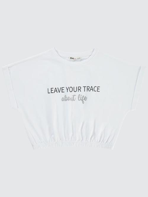 Leave Your Trace Baskılı 10-13 Yaş Tişört - Beyaz13-14 Yaş