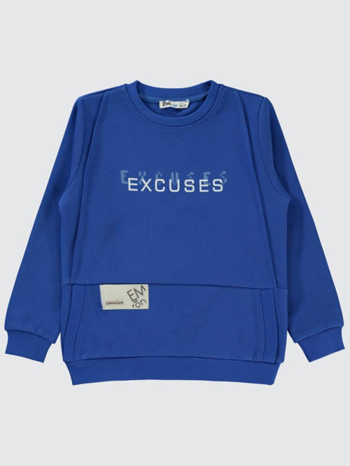 Excuses Baskılı 10-13 Yaş Sweatshirt - Mavi10-11 Yaş