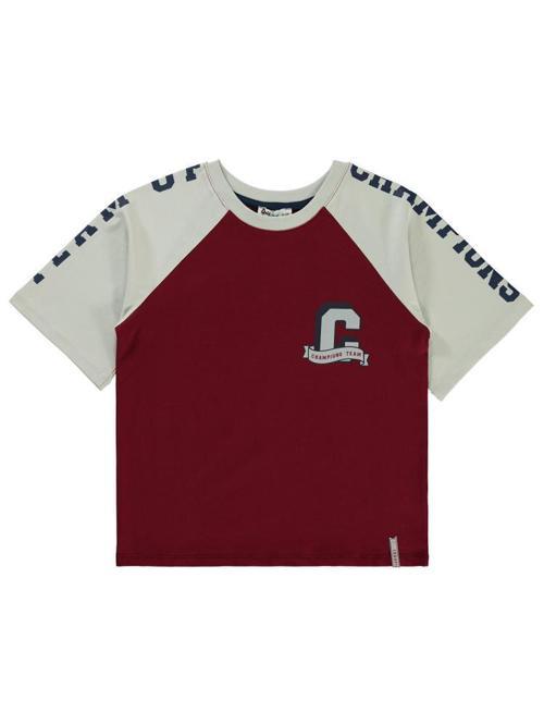 34 Baskılı 6-9 Yaş Tişört - Bordo7-8 Yaş