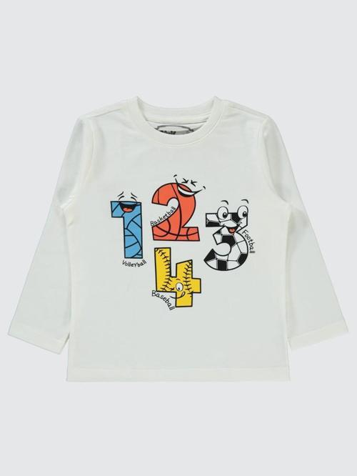 1-2-3-4 Soccer Baskılı 2-5 Yaş Sweatshirt - Ekru2-3 Yaş