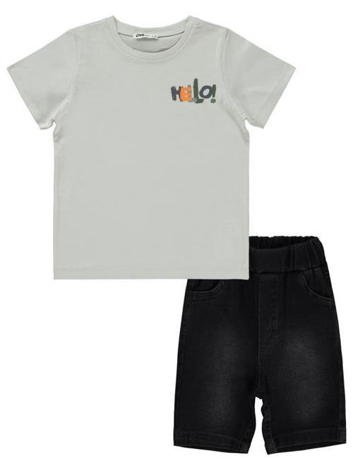 Hello Baskılı 2-5 Yaş Takım - Gri2-3 Yaş