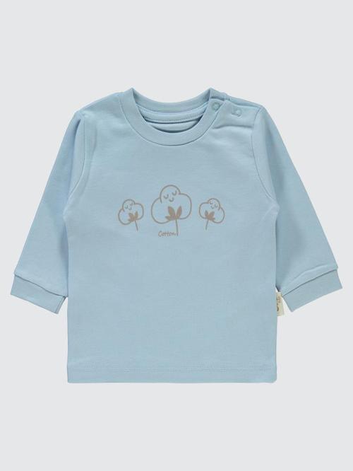Organic Pamuklu Omuzdan Patlı 1-9 Ay Pijama Takımı - Mavi1-3 Ay