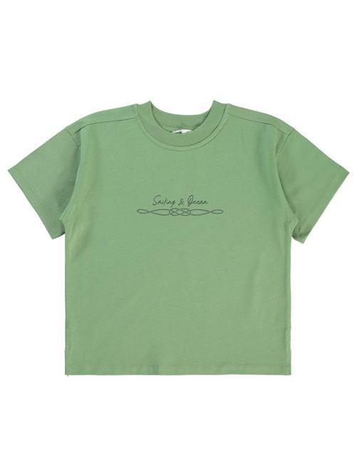 Sailing Baskılı Oversize 10-13 Yaş Tişört - Haki10-11 Yaş