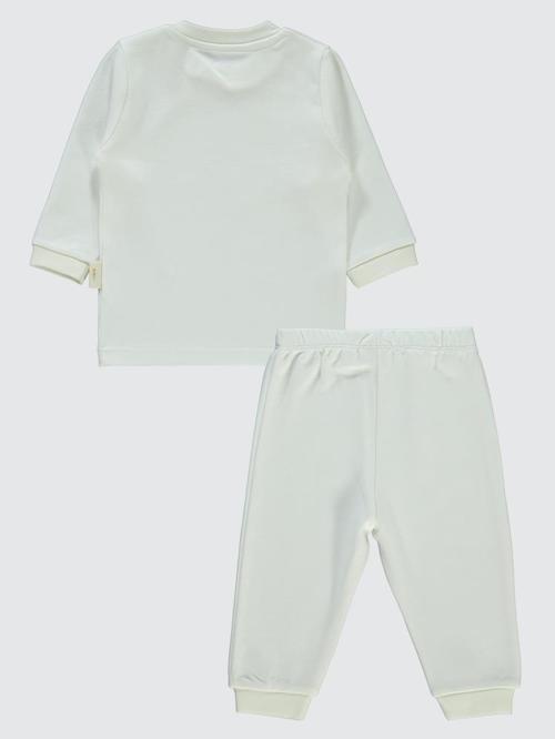 Organic Pamuklu Omuzdan Patlı 1-9 Ay Pijama Takımı - Ekru1-3 Ay