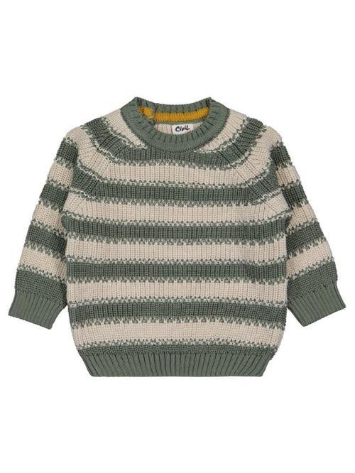 Elvi Çizgili 6-18 Ay Kazak - Haki6-9 Ay