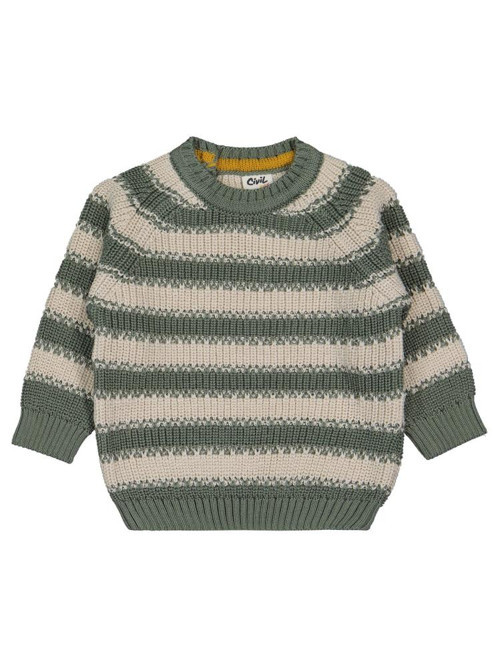 Elvi Çizgili 6-18 Ay Kazak - Haki9-12 Ay