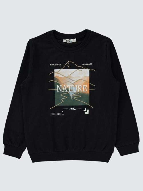 Nature baskılı 6-9 Yaş Sweatshirt - Siyah9-10 Yaş