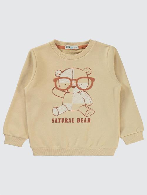 Natural Bear Baskılı 2-5 Yaş Sweatshirt - Bej2-3 Yaş