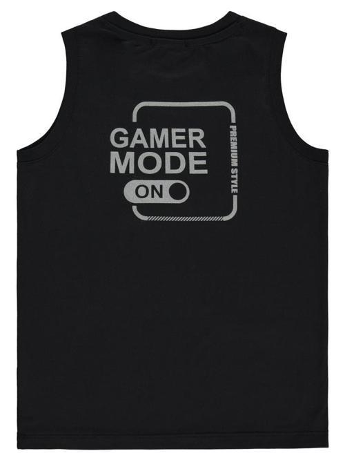 Gamer Mode Reflektör Baskılı Sıfır Kol 6-9 Yaş Tişört - Siyah7-8 Yaş