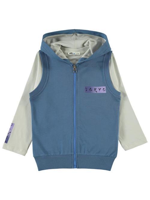 Tokyo Baskılı 2-5 Yaş Yelekli Sweatshirt - Mavi4-5 Yaş