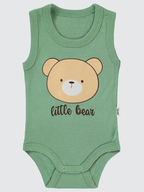 Little Bear Baskılı 1-36 Ay Çıtçıtlı Badi - Haki6-9 Ay