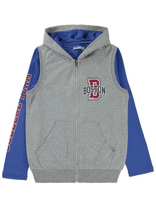 Boston Baskılı 10-13 Yaş Yelekli Sweatshirt - Gri12-13 Yaş