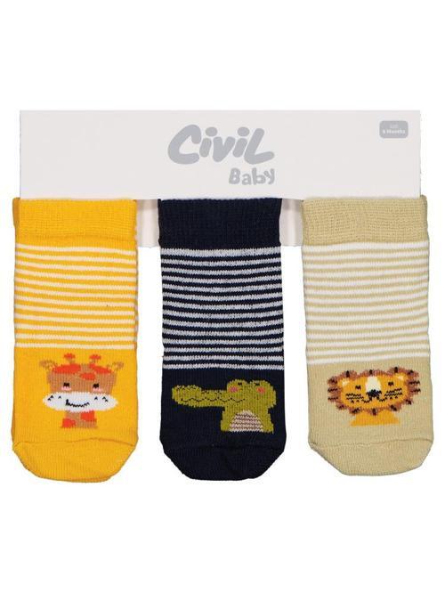 10189 Civil Baby Animal 3'lü 6- Bebek Erkek Çorap Set - Standart18 Ay
