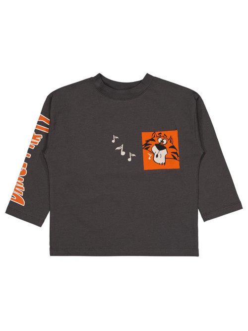 J284 Civil Boys Dance Party Baskılı 2-5 Yaş Sweatshirt - Gri3-4 Yaş
