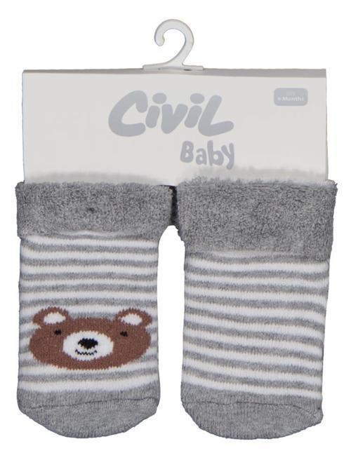 Çizgili Bear Kıvrık Havlu 6-18 Ay 2'li Bebek Erkek Çorap Set - Standart12 Ay